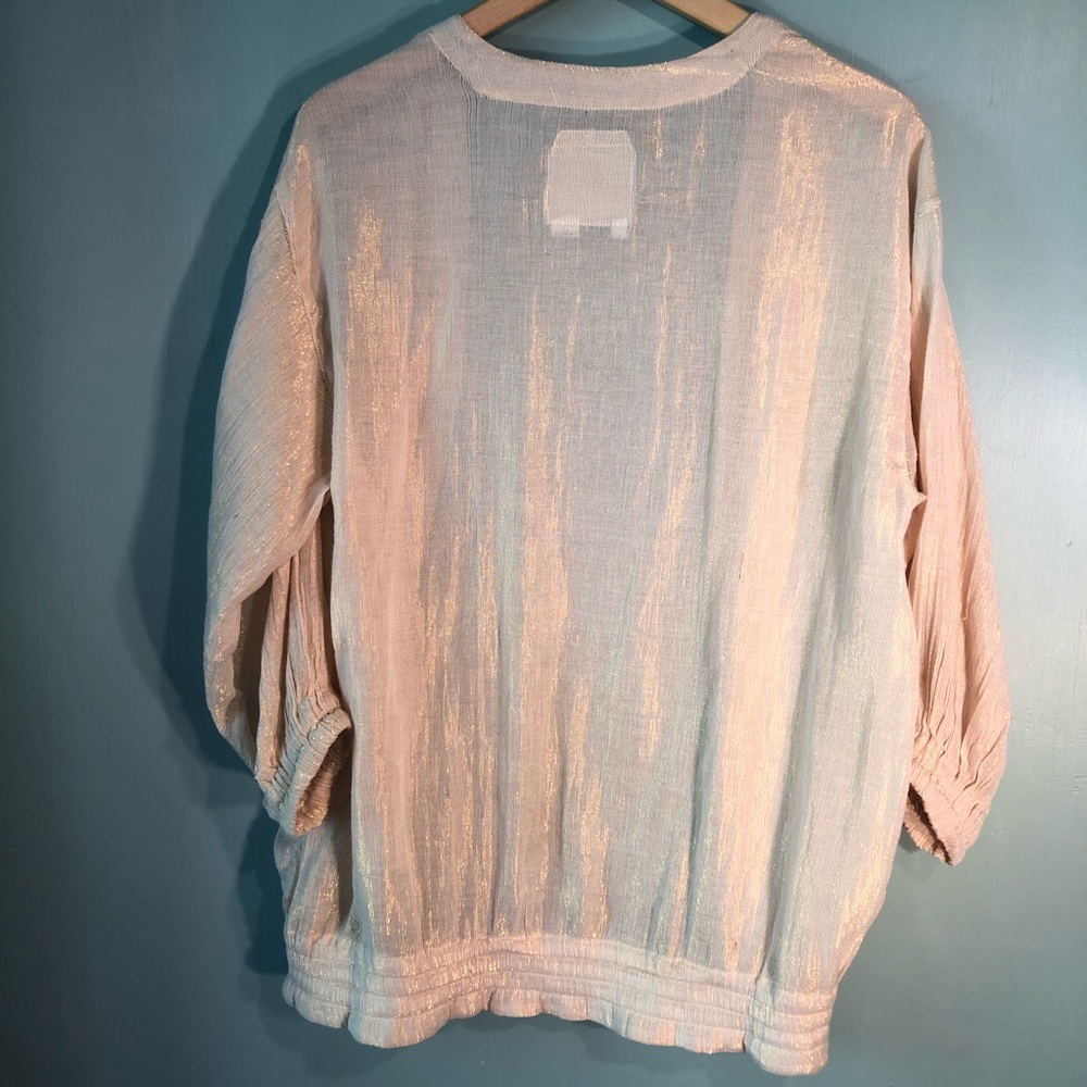 Anthropologie Hei Hei Light Weight Bomber Style Gold Metalic Thread - Picture 3 of 10